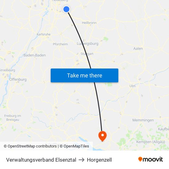 Verwaltungsverband Elsenztal to Horgenzell map