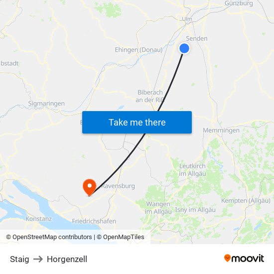 Staig to Horgenzell map