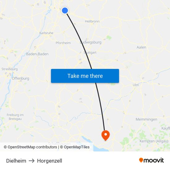 Dielheim to Horgenzell map