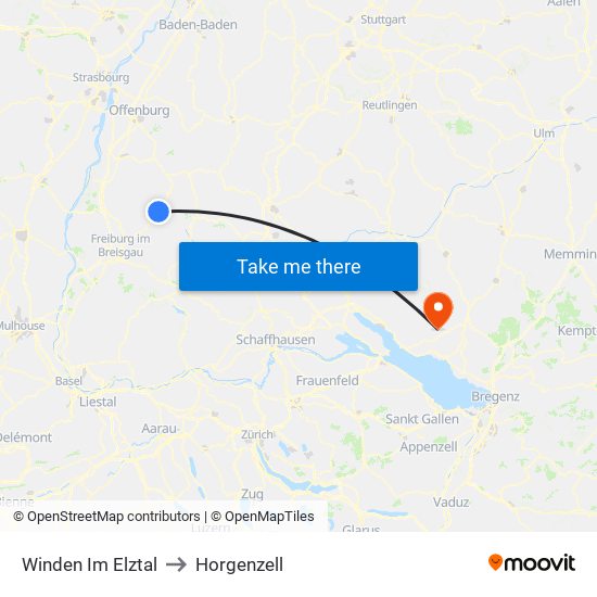 Winden Im Elztal to Horgenzell map