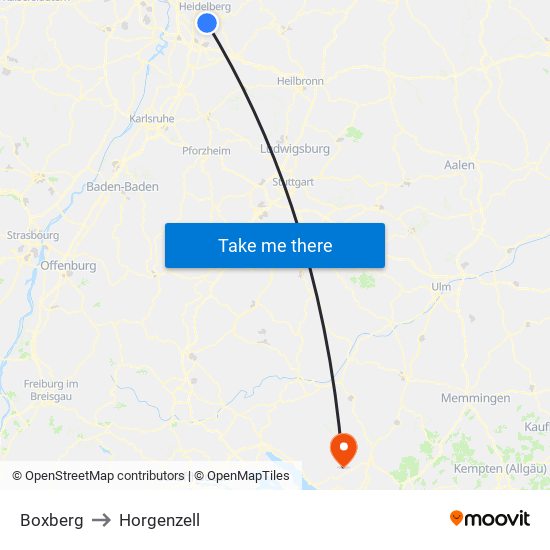 Boxberg to Horgenzell map