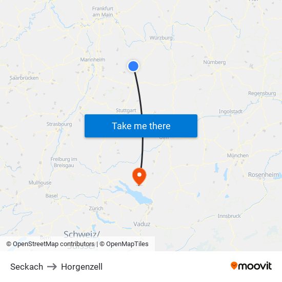Seckach to Horgenzell map