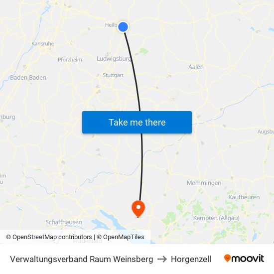 Verwaltungsverband Raum Weinsberg to Horgenzell map
