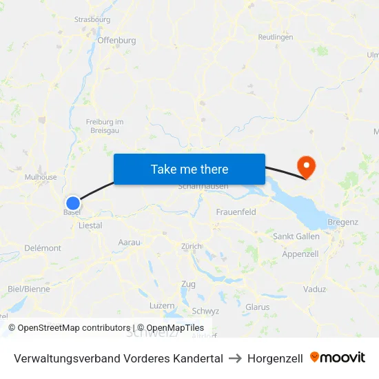Verwaltungsverband Vorderes Kandertal to Horgenzell map