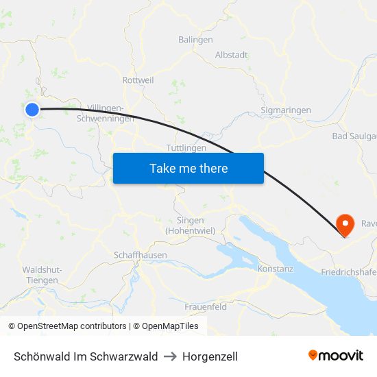 Schönwald Im Schwarzwald to Horgenzell map