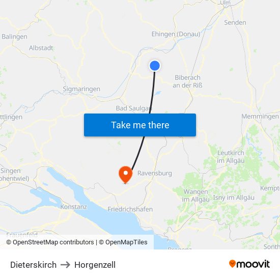 Dieterskirch to Horgenzell map