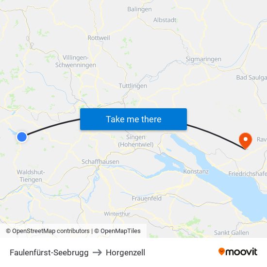 Faulenfürst-Seebrugg to Horgenzell map