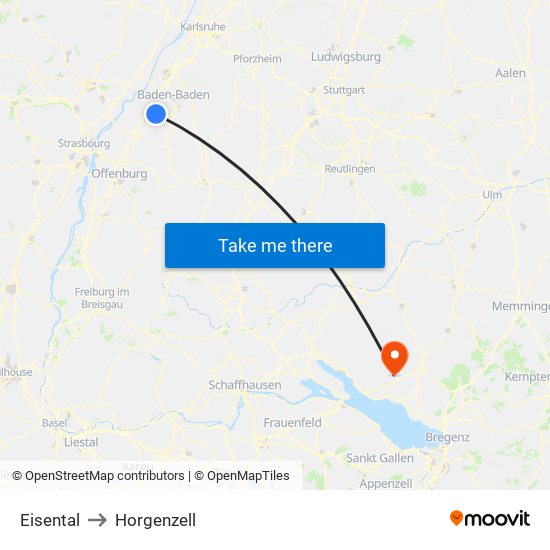 Eisental to Horgenzell map