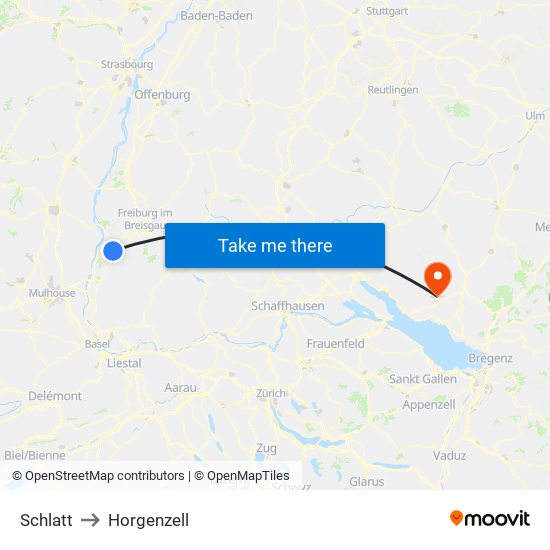 Schlatt to Horgenzell map