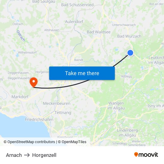 Arnach to Horgenzell map