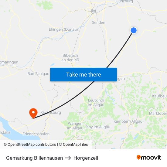 Gemarkung Billenhausen to Horgenzell map