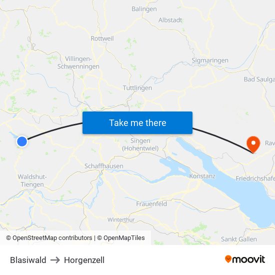 Blasiwald to Horgenzell map