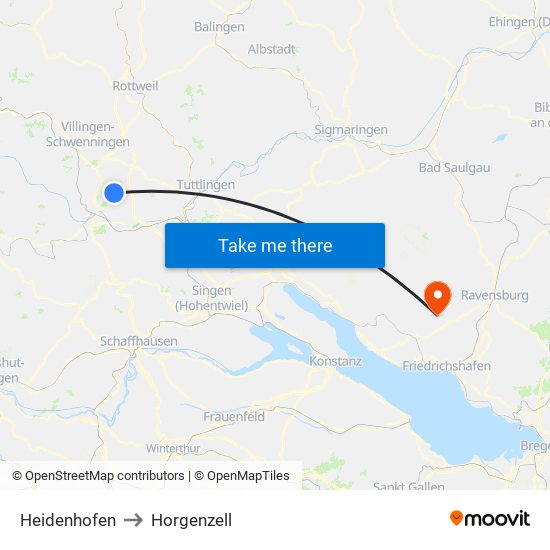 Heidenhofen to Horgenzell map