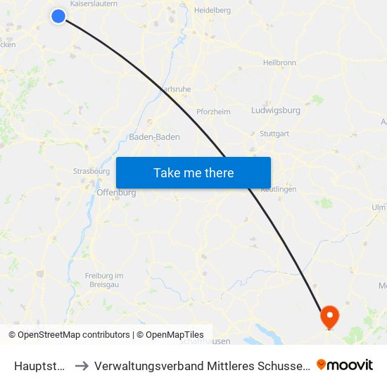 Hauptstuhl to Verwaltungsverband Mittleres Schussental map