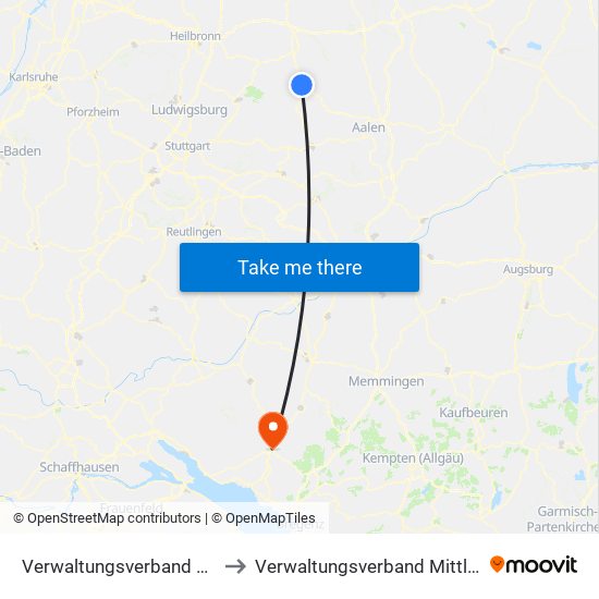 Verwaltungsverband Limpurger Land to Verwaltungsverband Mittleres Schussental map