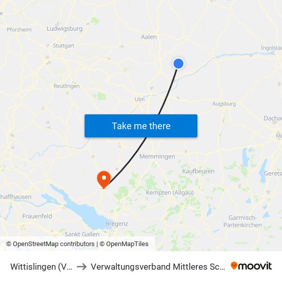 Wittislingen (Vgem) to Verwaltungsverband Mittleres Schussental map