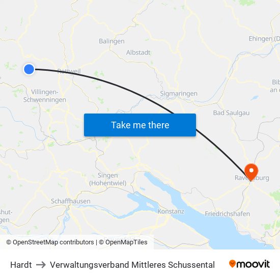 Hardt to Verwaltungsverband Mittleres Schussental map