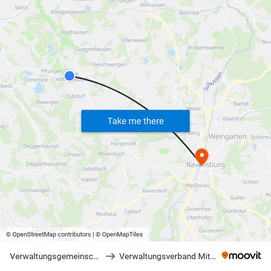 Verwaltungsgemeinschaft Wilhelmsdorf to Verwaltungsverband Mittleres Schussental map