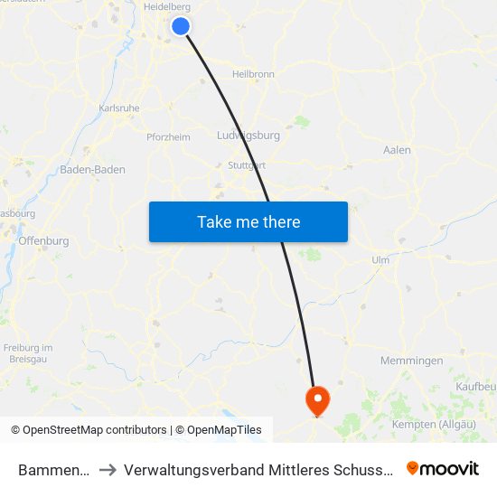 Bammental to Verwaltungsverband Mittleres Schussental map