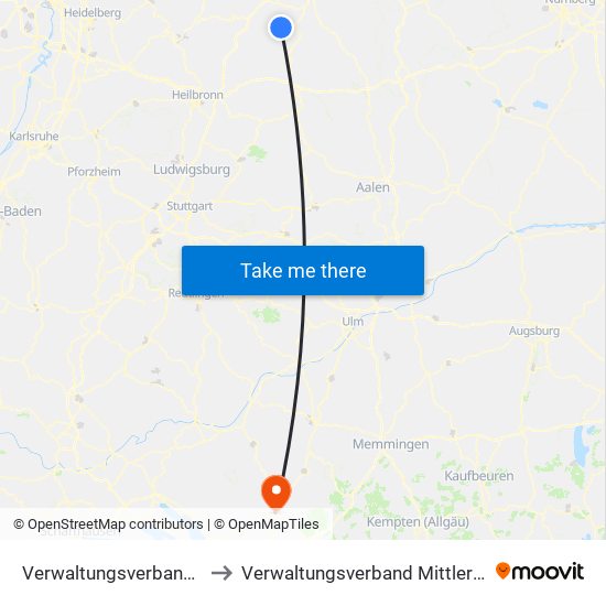 Verwaltungsverband Krautheim to Verwaltungsverband Mittleres Schussental map