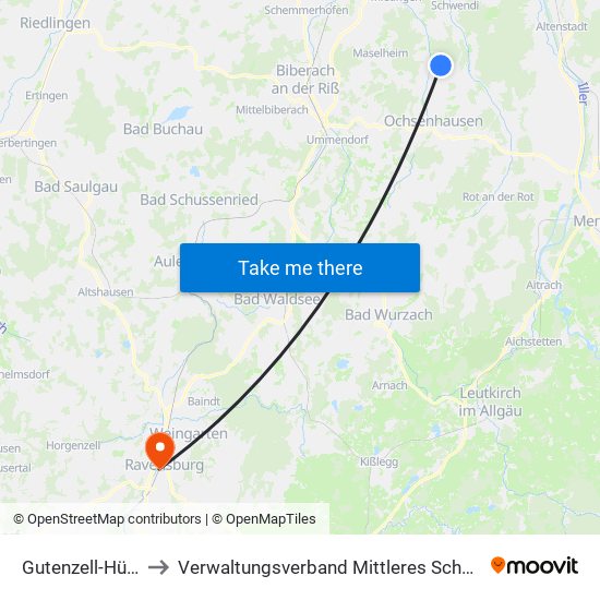 Gutenzell-Hürbel to Verwaltungsverband Mittleres Schussental map