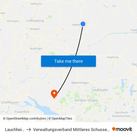 Lauchheim to Verwaltungsverband Mittleres Schussental map