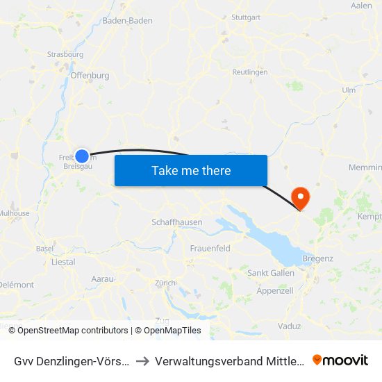 Gvv Denzlingen-Vörstetten-Reute to Verwaltungsverband Mittleres Schussental map