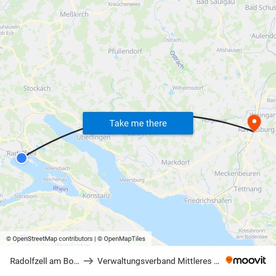 Radolfzell am Bodensee to Verwaltungsverband Mittleres Schussental map