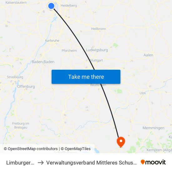 Limburgerhof to Verwaltungsverband Mittleres Schussental map