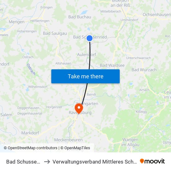 Bad Schussenried to Verwaltungsverband Mittleres Schussental map