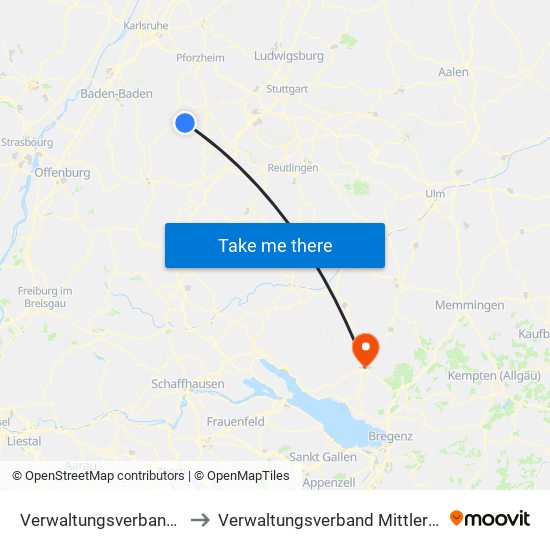 Verwaltungsverband Teinachtal to Verwaltungsverband Mittleres Schussental map