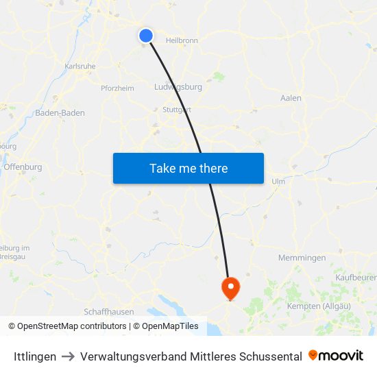 Ittlingen to Verwaltungsverband Mittleres Schussental map