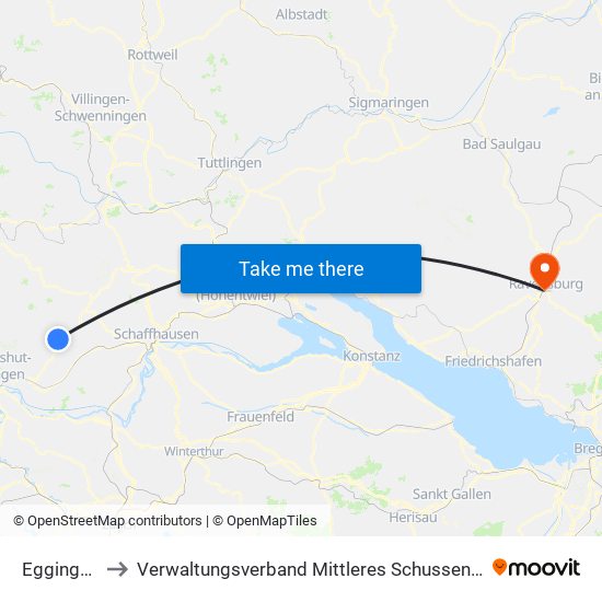 Eggingen to Verwaltungsverband Mittleres Schussental map