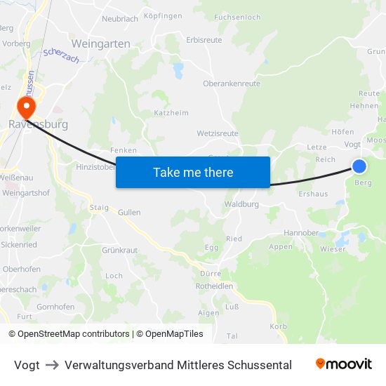 Vogt to Verwaltungsverband Mittleres Schussental map