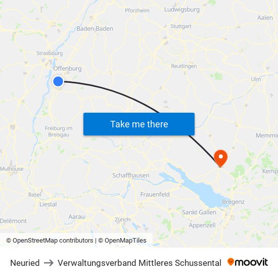 Neuried to Verwaltungsverband Mittleres Schussental map
