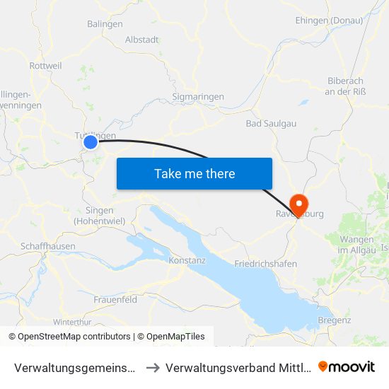 Verwaltungsgemeinschaft Tuttlingen to Verwaltungsverband Mittleres Schussental map