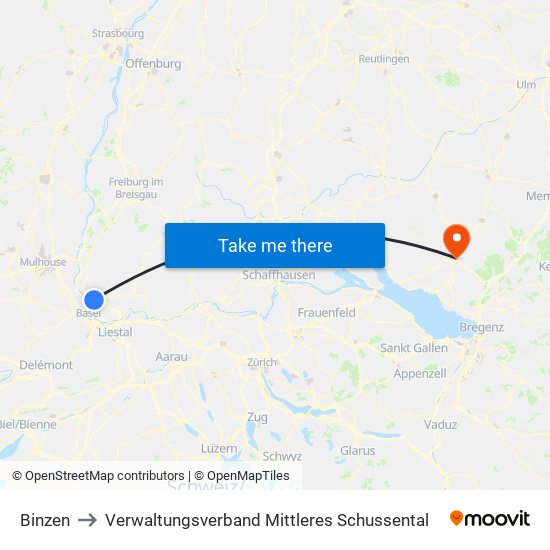 Binzen to Verwaltungsverband Mittleres Schussental map