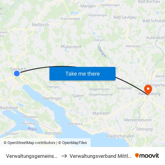 Verwaltungsgemeinschaft Stockach to Verwaltungsverband Mittleres Schussental map
