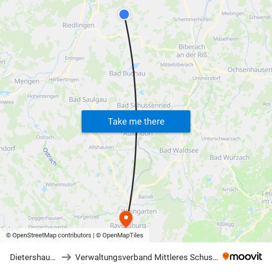 Dietershausen to Verwaltungsverband Mittleres Schussental map