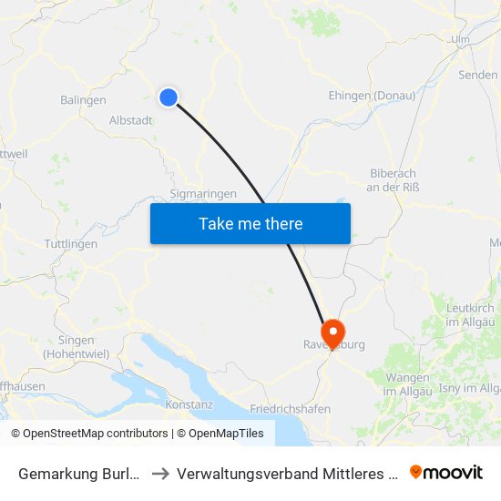 Gemarkung Burladingen to Verwaltungsverband Mittleres Schussental map