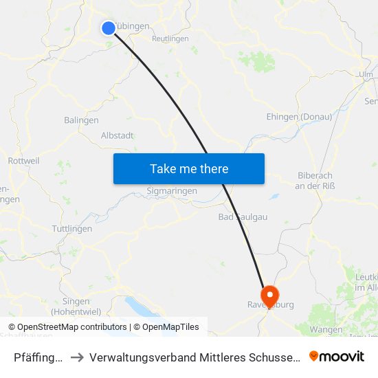 Pfäffingen to Verwaltungsverband Mittleres Schussental map