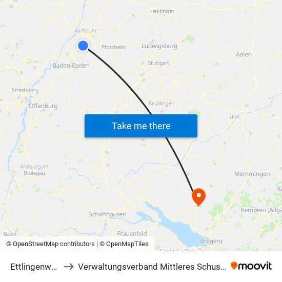 Ettlingenweier to Verwaltungsverband Mittleres Schussental map