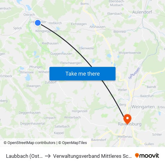 Laubbach (Ostrach) to Verwaltungsverband Mittleres Schussental map