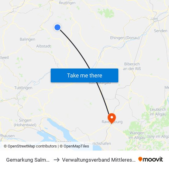 Gemarkung Salmendingen to Verwaltungsverband Mittleres Schussental map