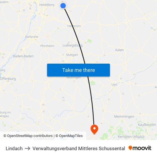 Lindach to Verwaltungsverband Mittleres Schussental map