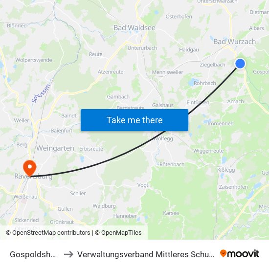 Gospoldshofen to Verwaltungsverband Mittleres Schussental map