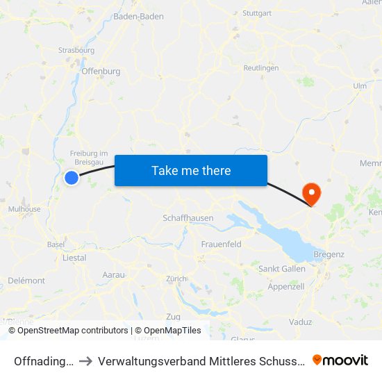 Offnadingen to Verwaltungsverband Mittleres Schussental map