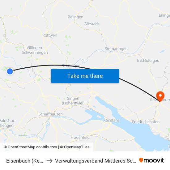 Eisenbach (Kernort) to Verwaltungsverband Mittleres Schussental map