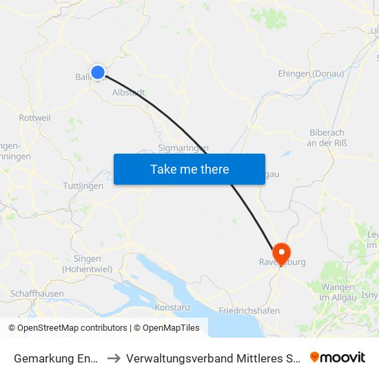 Gemarkung Engstlatt to Verwaltungsverband Mittleres Schussental map