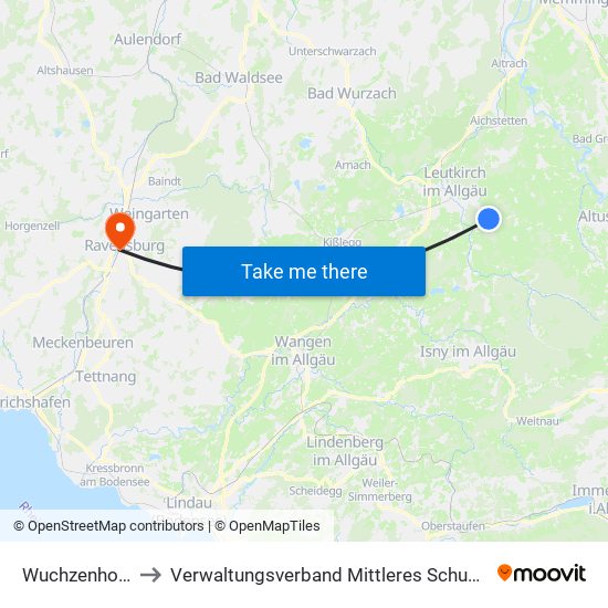 Wuchzenhofen to Verwaltungsverband Mittleres Schussental map